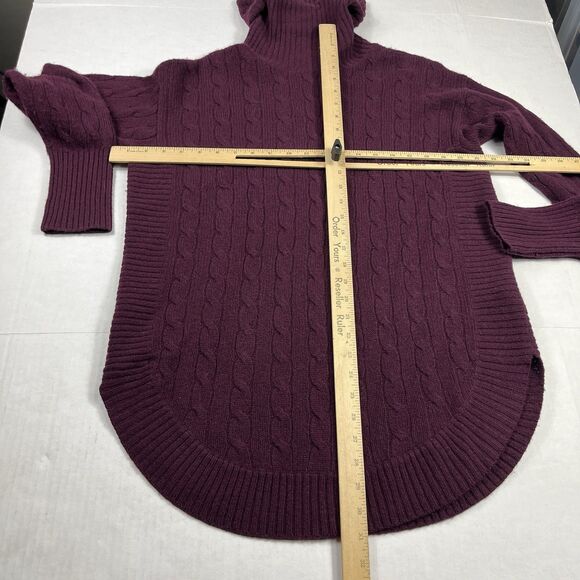 Polo Ralph Lauren Wool Cashmere Turtleneck Sweater Maroon Cozy Cable Knit M FUZZ - Picture 5 of 11